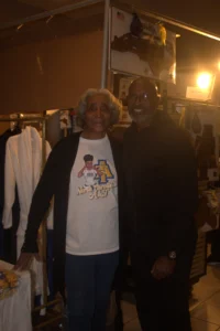 old women and men wore T-shirts.
